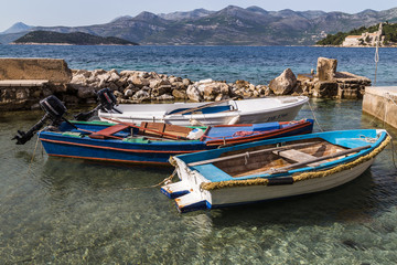 Fototapeta na wymiar Trio of fishing boats