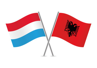 Luxembourg and Albania flags. Vector illustration.