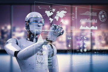 robot working with digital display