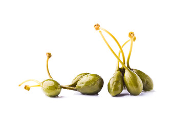 canned capers on white  background