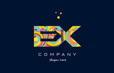 ex e x colorful alphabet letter logo icon template vector