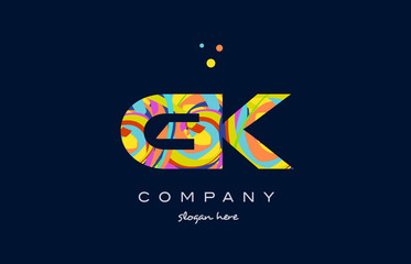gk g k colorful alphabet letter logo icon template vector
