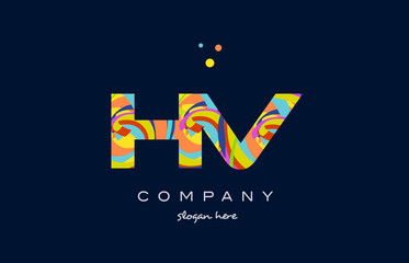 hv h v colorful alphabet letter logo icon template vector