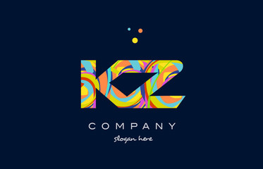 kz k z colorful alphabet letter logo icon template vector