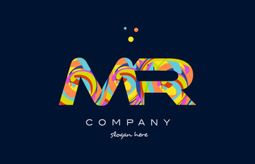 mr m r colorful alphabet letter logo icon template vector