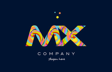 mx m x colorful alphabet letter logo icon template vector