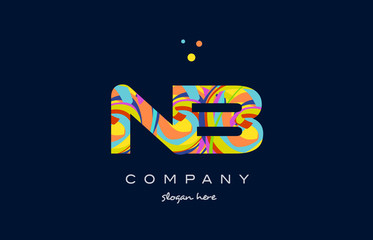 nb n b colorful alphabet letter logo icon template vector