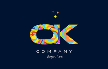 ok o k colorful alphabet letter logo icon template vector
