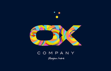 ox o x colorful alphabet letter logo icon template vector