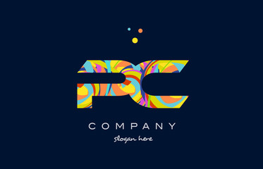 pc p c colorful alphabet letter logo icon template vector