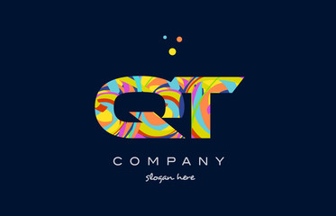 qt q t colorful alphabet letter logo icon template vector