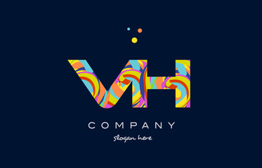 vh v h colorful alphabet letter logo icon template vector