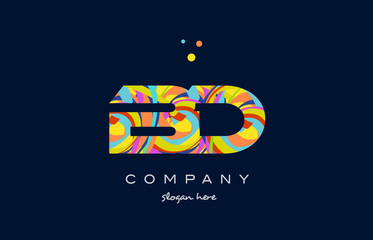 bd b d colorful alphabet letter logo icon template vector
