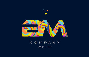 bm b m colorful alphabet letter logo icon template vector