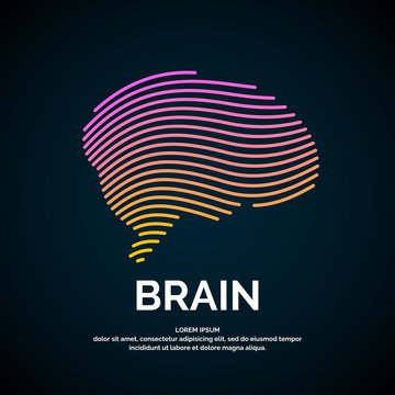 Vector logo brain color silhouette