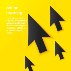 Vector illustration of online education in flat minimalistic style with cursor