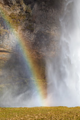 Seljalandsfoss Waterfall and Rainbow, Iceland