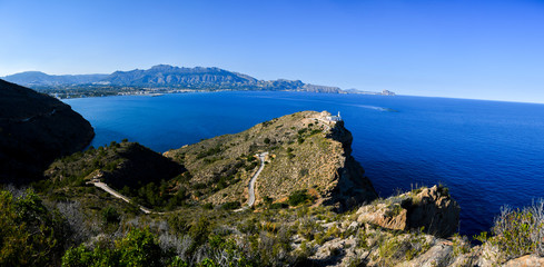 Sierra Gelada (Helada) in Albir, Costa Blanca with view on Lighthouse