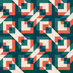 Abstract geometric seamless pattern in mid-century modern colors, illustration with vector texture
