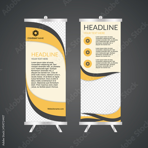 Yellow And Black Roll Up Banner Template Banner Design Stand