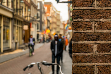 Peeking around the corner in Amsterdam