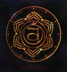 VECTOR Chakra symbol for Meditation. Esoteric illustration Chakra svadhistana in orange color