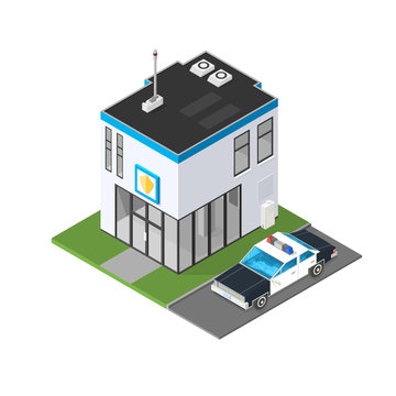 Isometric Police Department Icon.

Vector illustration of a modern Law Enforcement emergency services department.
