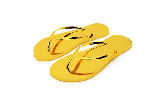 3d render of Golden Slippers. Isolated on white background