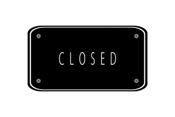 Closed written on a blackboard on a white background