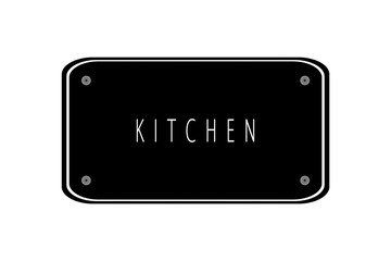 Kitchen written on a blackboard on a white background