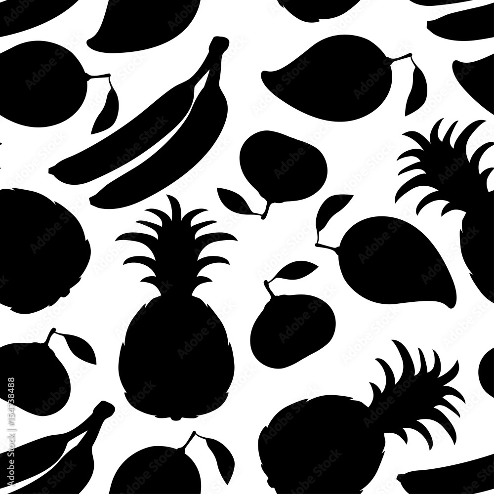 Sticker Fruits silhouette seamless pattern