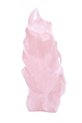 Gem grade rose quartz polished carving isolated on white background