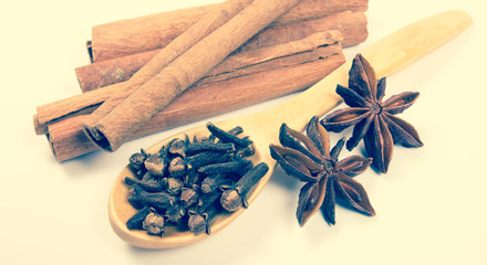 Warming spices - cinnamon, star anise, cloves.