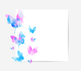 Obraz na płótnie Canvas Watercolor butteflies background