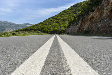The road on a background of mountains