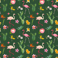 Obraz premium Tropical Seamless Vector Floral Summer Pattern. For Wallpapers, Backgrounds, Textures, Textile, Cards.