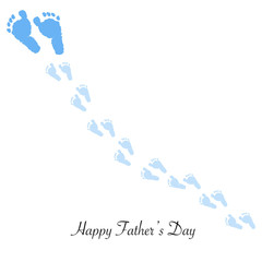 Father and son. Foot prints foot steps. Father's Day greeting card background