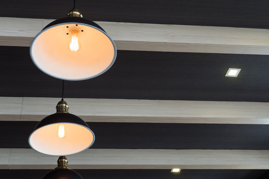 Modern three vintage ceiling lamp decor home or shop bright in orange light