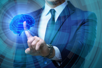 Businessman in artificial intelligence concept