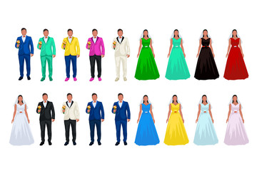 different colors wedding people