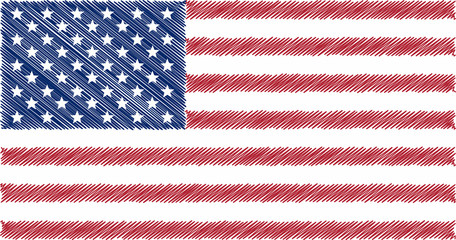 Obraz premium Flag of USA, pencil drawing vector illustration.