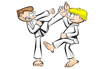 Show karate fight isolated on white