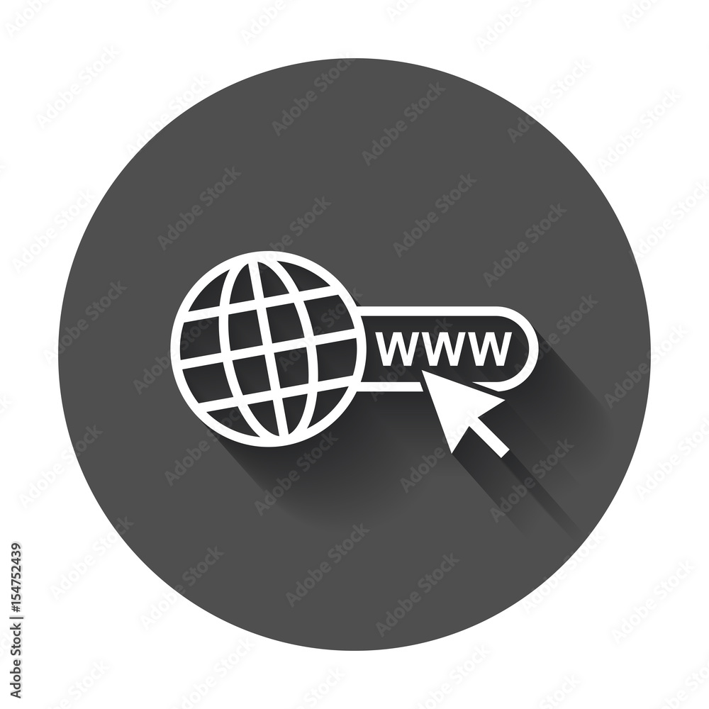 Poster go to web icon. internet flat vector illustration for website with long shadow.