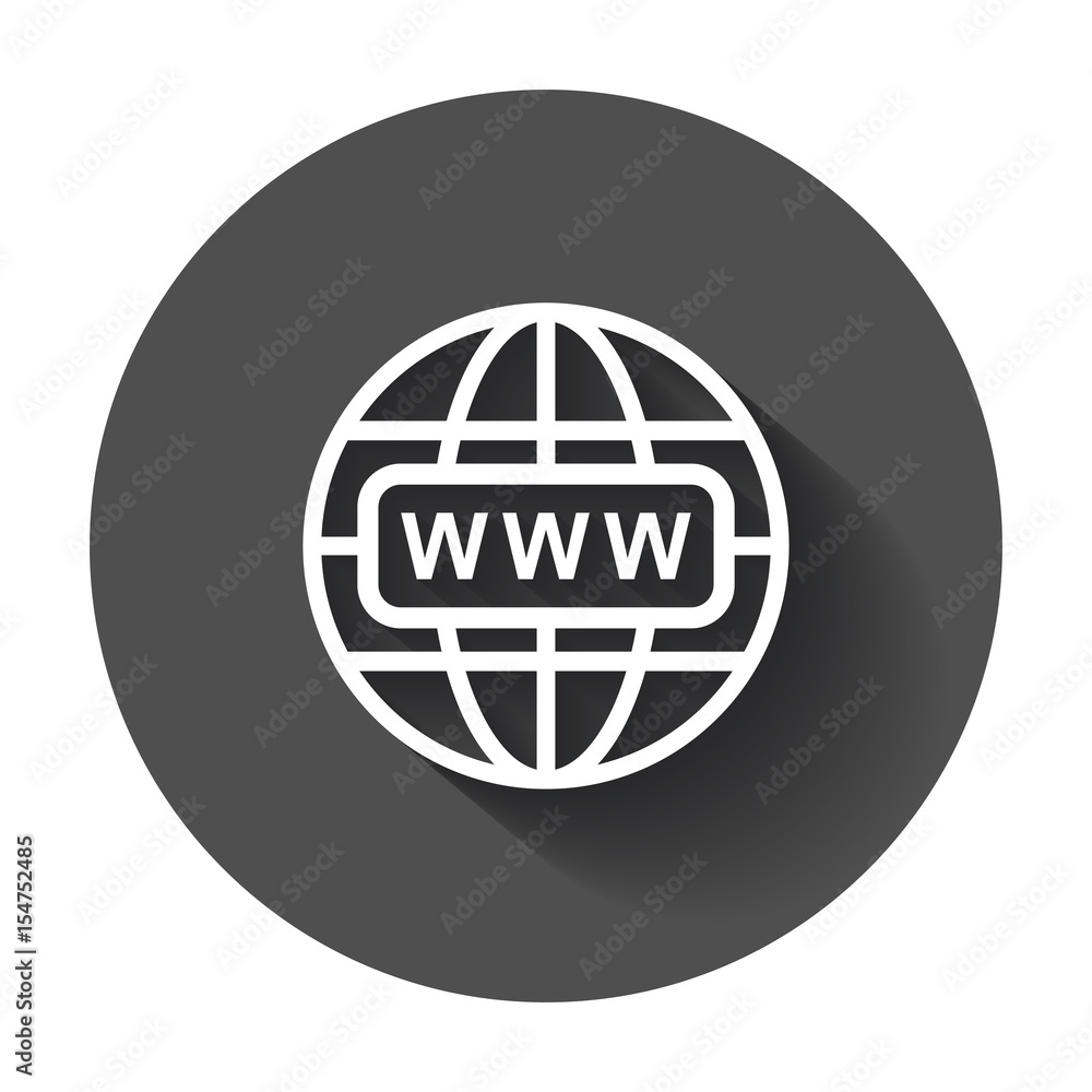 Poster go to web icon. internet flat vector illustration for website with long shadow.