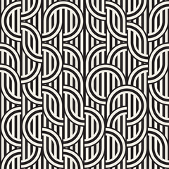 Seamless monochrome waving pattern. Abstract stripy background. Vector irregular round stripes design.