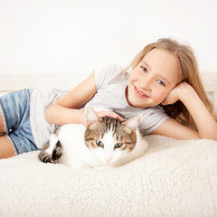Child with cat