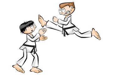 Show karate fight isolated on white