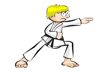 Man practicing karate isolated on white