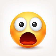 Smiley,smiling emoticon. Yellow face with emotions. Facial expression. 3d realistic emoji. Funny cartoon character.Mood. Web icon. Vector illustration.