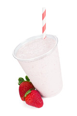 Strawberry Yogurt Smoothie or Shake on White Background